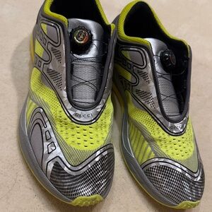 Gucci Neon Yellow and Silver Sneakers